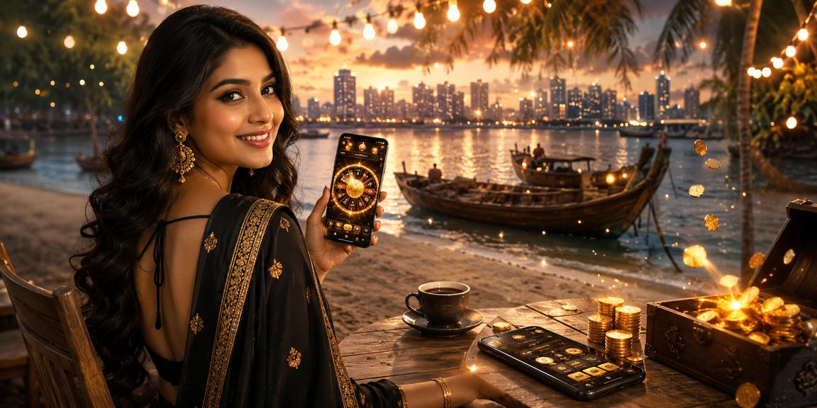 সুন্দরবনের পাশে বসে লাকি ড্র গেম খেলছেন একজন ব্যবহারকারী